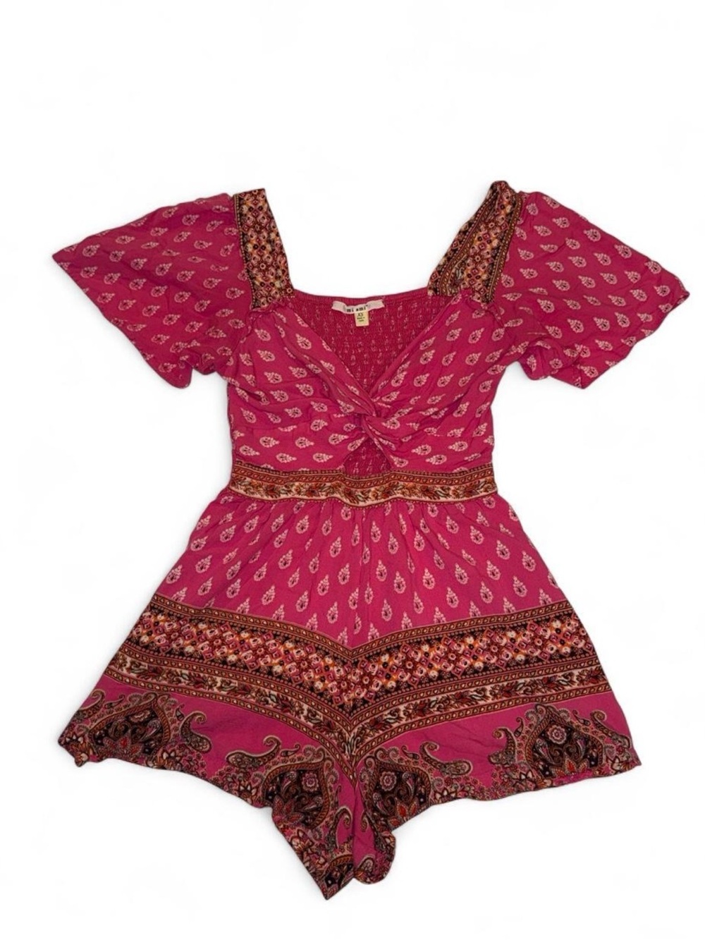 miami Fuchsia Pink Paisley Print Short Jumpsuit Romper